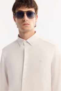 Avva Men's White Classic Collar Quick Drying Non-Iron Technical Fabric Slim Fit Shirt - Image 2