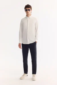Avva Men's White Classic Collar Quick Drying Non-Iron Technical Fabric Slim Fit Shirt - Image 6