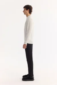 Avva Men's Ecru Crew Neck Rayon Anti-Pilling Textured Knitwear Regular Fit Sweater - Image 5