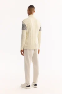 Avva Men's Ecru Turtleneck Soft Touch Patterned Knitwear Regular Fit Sweater - Image 4