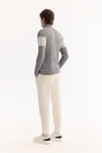 Avva Men's Gray Turtleneck Soft Touch Patterned Knitwear Regular Fit Sweater - Image 4
