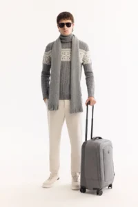 Avva Men's Gray Turtleneck Soft Touch Patterned Knitwear Regular Fit Sweater - Image 8