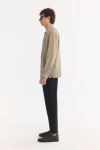 Avva Men's Light Khaki Wide Collar Breathable Comfort Fit Shirt - Image 7