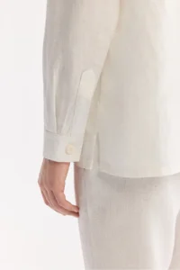 Avva Men's White Open Collar Breathable 100% Linen Comfort Fit Shirt Jacket - Image 3