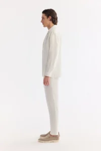 Avva Men's White Open Collar Breathable 100% Linen Comfort Fit Shirt Jacket - Image 4