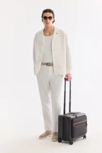 Avva Men's White Open Collar Breathable 100% Linen Comfort Fit Shirt Jacket - Image 8