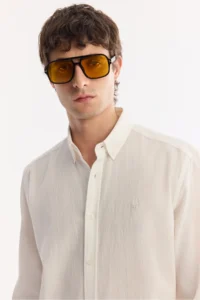 Avva Men's White Button Collar Cotton Breathable Comfort Fit Shirt - Image 2