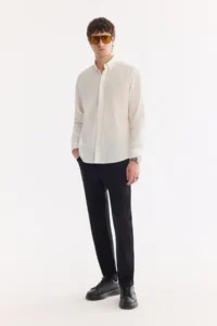 Avva Men's White Button Collar Cotton Breathable Comfort Fit Shirt - Image 6