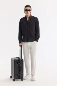 Avva Men's Black Bottom Lined Cotton Soft Touch Comfort Fit Shirt - Image 7