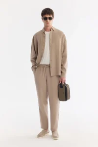 Avva Men's Beige Bottom Collar Breathable Modal Blend Soft Touch Oversize Fit Shirt - Image 6