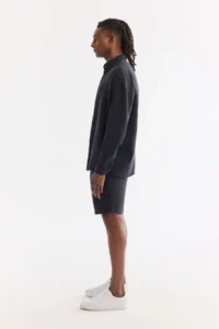 Avva Men's Black Bottom Collar Breathable Modal Blend Soft Touch Oversize Fit Shirt - Image 3