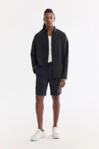 Avva Men's Black Bottom Collar Breathable Modal Blend Soft Touch Oversize Fit Shirt - Image 6
