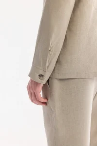 Avva Men's Gray Classic Collar Breathable 100% Linen Comfort Fit Shirt Jacket - Image 5