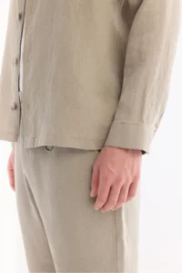 Avva Men's Gray Classic Collar Breathable 100% Linen Comfort Fit Shirt Jacket - Image 6
