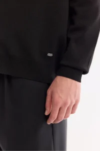 Avva Men's Black Polo Collar Buttoned Rayon Regular Fit Cardigan - Image 4