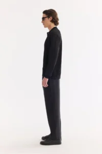 Avva Men's Black Polo Collar Buttoned Rayon Regular Fit Cardigan - Image 5