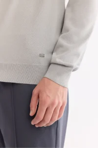 Avva Men's Gray Polo Collar Buttoned Rayon Regular Fit Cardigan - Image 4