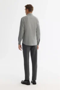 Avva Men's Gray Button Collar 100% Cotton Regular Fit Shirt - Image 4
