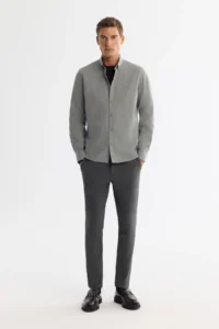 Avva Men's Gray Button Collar 100% Cotton Regular Fit Shirt - Image 5