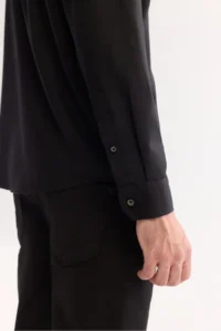 Avva Men's Black Button Collar Cotton Soft Touch Regular Fit Shirt - Image 5