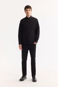 Avva Men's Black Button Collar Cotton Soft Touch Regular Fit Shirt - Image 7