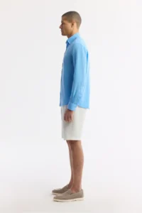 Avva Men's Blue Button-down Collar 100% Linen Comfort Fit Shirt - Image 3