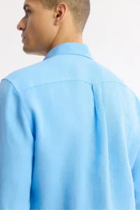 Avva Men's Blue Button-down Collar 100% Linen Comfort Fit Shirt - Image 6