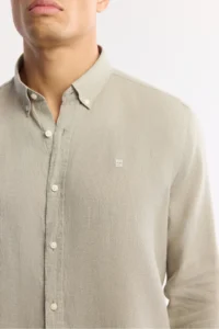 Avva Men's Gray Button-down Collar 100% Linen Comfort Fit Shirt - Image 2