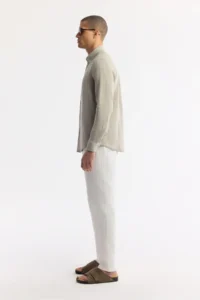 Avva Men's Gray Button-down Collar 100% Linen Comfort Fit Shirt - Image 3