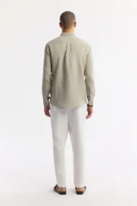Avva Men's Gray Button-down Collar 100% Linen Comfort Fit Shirt - Image 4