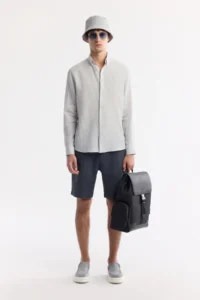 Avva Men's Ice Gray Button Collar 100% Linen Comfort Fit Shirt - Image 5