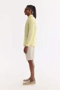Avva Men's Light Yellow Button-down Collar 100% Linen Comfort Fit Shirt - Image 5