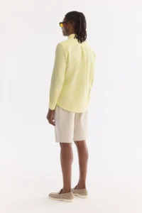 Avva Men's Light Yellow Button-down Collar 100% Linen Comfort Fit Shirt - Image 6