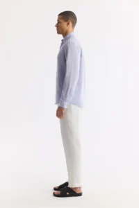 Avva Men's Lilac Button Collar 100% Linen Comfort Fit Shirt - Image 3