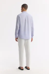 Avva Men's Lilac Button Collar 100% Linen Comfort Fit Shirt - Image 4
