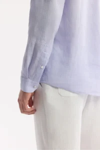 Avva Men's Lilac Button Collar 100% Linen Comfort Fit Shirt - Image 5