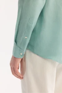 Avva Men's Mint Green Button Collar 100% Linen Comfort Fit Shirt - Image 4
