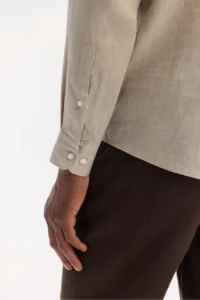 Avva Men's Stone Button Collar 100% Linen Comfort Fit Shirt - Image 4