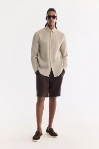 Avva Men's Stone Button Collar 100% Linen Comfort Fit Shirt - Image 7
