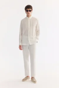 Avva Men's White Button Collar 100% Linen Comfort Fit Shirt - Image 5