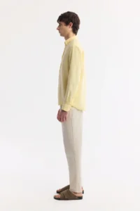 Avva Men's Yellow Button-down Collar 100% Linen Comfort Fit Shirt - Image 4
