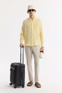 Avva Men's Yellow Button-down Collar 100% Linen Comfort Fit Shirt - Image 7