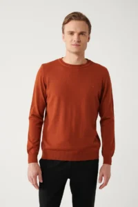 Avva Men's Tile Crew Neck Wool Blend Knitwear Regular Fit Sweater - Image 3