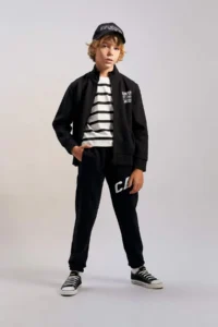 DeFacto Boy's High Collar Printed Zipper Sweatshirt - Image 2