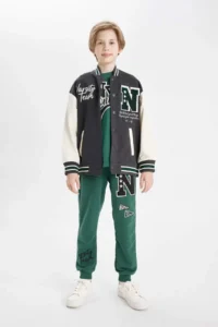 DeFacto Boys' College Collar Snap Fastener Double Pocket Seasonal Bomber Jacket - Image 5