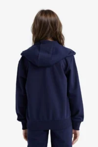 DeFacto Zippered Kangaroo Pocket Hooded Basic Sweatshirt Cardigan Girl - Image 6