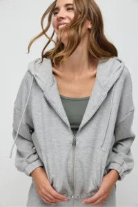 No Matter What Women's Zippered Hooded Crop Sweatshirt with Kangaroo Pocket Soft Texture - Image 2