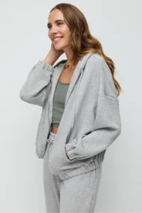 No Matter What Women's Zippered Hooded Crop Sweatshirt with Kangaroo Pocket Soft Texture - Image 4