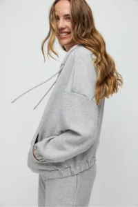 No Matter What Women's Zippered Hooded Crop Sweatshirt with Kangaroo Pocket Soft Texture - Image 5