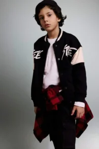 DeFacto Printed College Collar Bomber Cardigan Boy
